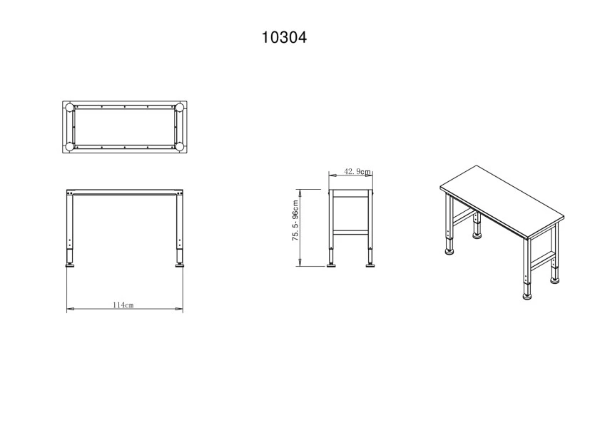 HBM Werkbank Met Massief Houten Blad, In Hoogte Verstelbaar, 122 Cm - Afbeelding 9