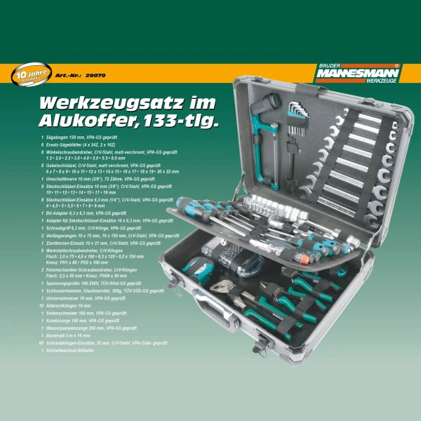 Mannesman Gereedschapskoffer 133-delig 29079 - Afbeelding 3