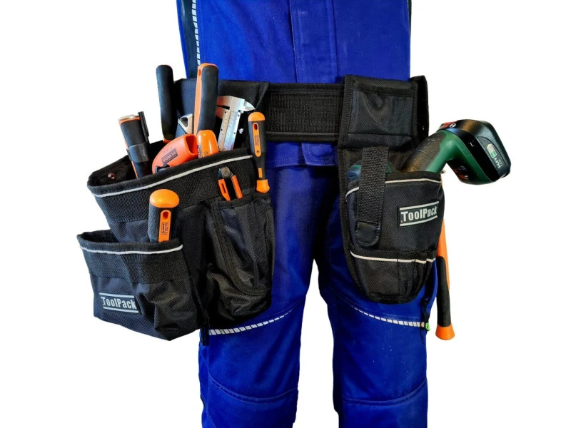 ToolPack Robuuste Gereedschapsgordel, Grote Gereedschapshouder, Boorhouder, Metalen Hamerhouder Drill Holder, Reflectielijnen - Afbeelding 2