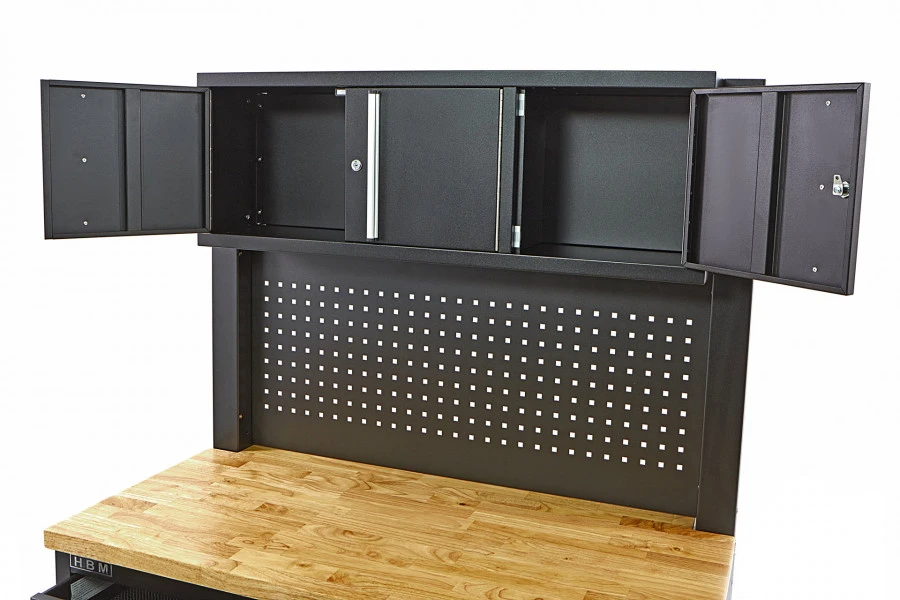 HBM Gereedschapswagen Met Kastenwand, Houten Werkblad, 122 Cm, Zwart - Afbeelding 6
