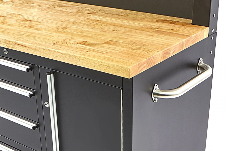 HBM Gereedschapswagen Met Kastenwand, Houten Werkblad, 122 Cm, Zwart - Afbeelding 8