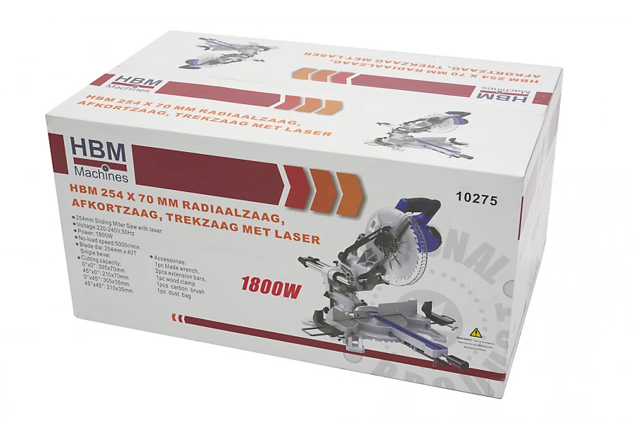 HBM 254 X 70 Mm Radiaalzaag, Afkortzaag, Trekzaag Met Laser - Afbeelding 16