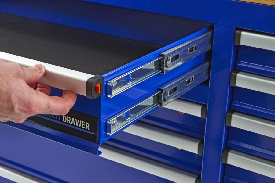 HBM Gereedschapswagen Met Achterwand, Houten Werkblad, 158 Cm, Blauw - Afbeelding 6