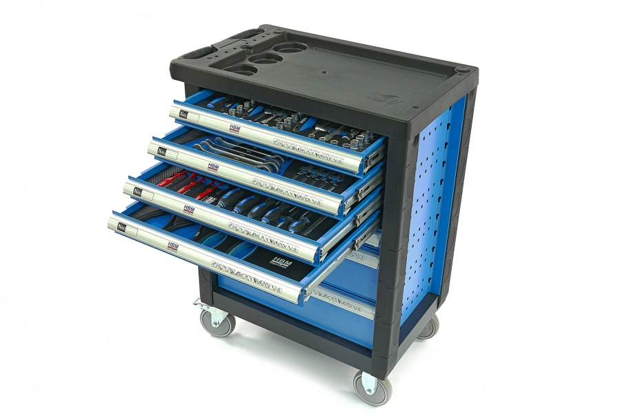 HBM Premium Gevulde Gereedschapswagen - 154 Delig - Afbeelding 2