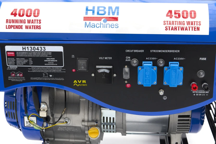 HBM 4300W Generator, Aggregaat Met 389 Cc Benzinemotor, 2 X 230 V / 12 V - Afbeelding 6