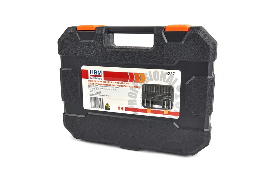 HBM Professionele 18 Delige 1/2" Krachtdoppenset Met Verlengstukken - Afbeelding 4