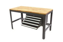HBM 156 Cm Professionele Werkbank Met 5 Laden En Houten Werkblad Zwart