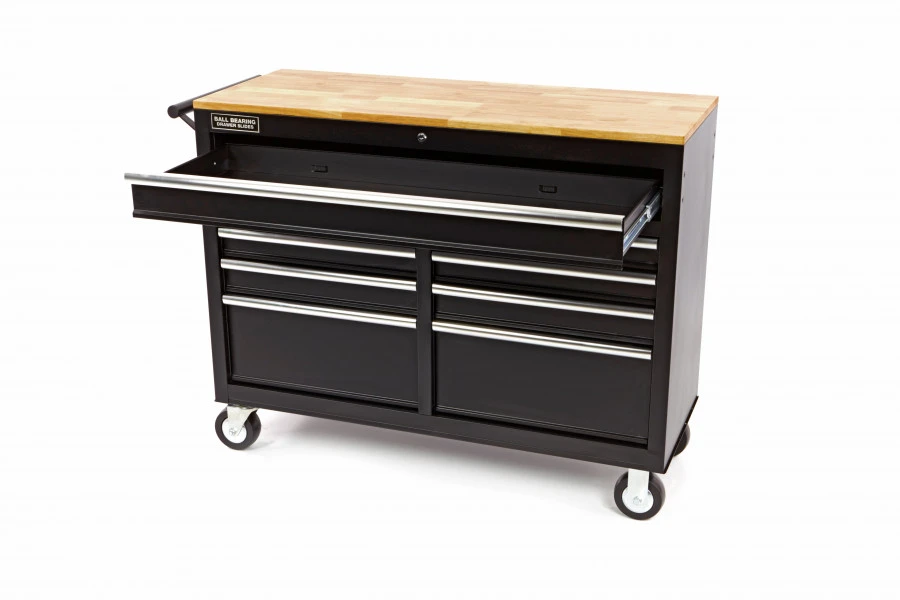 HBM Verrijdbare Gereedschapswagen Met Houten Werkblad - 117 Cm - Zwart - Afbeelding 4