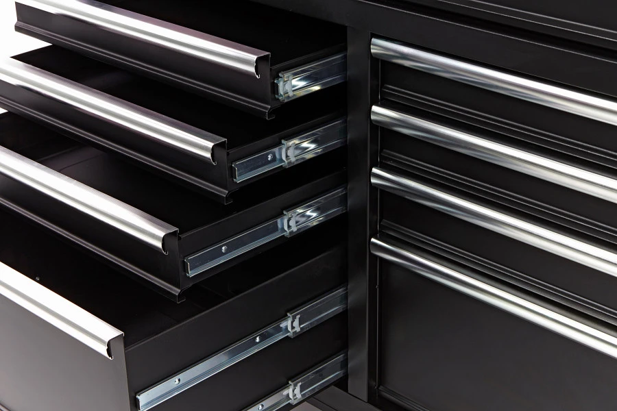 HBM Verrijdbare Gereedschapswagen Met Houten Werkblad - 117 Cm - Zwart - Afbeelding 5