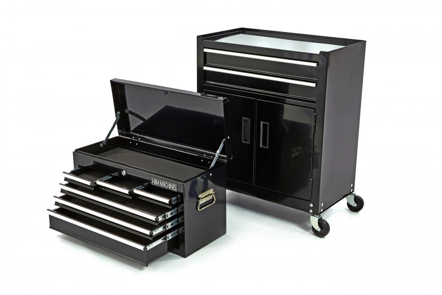 HBM Gereedschapswagen Met Opzetkast 61 Cm, Zwart - Afbeelding 2