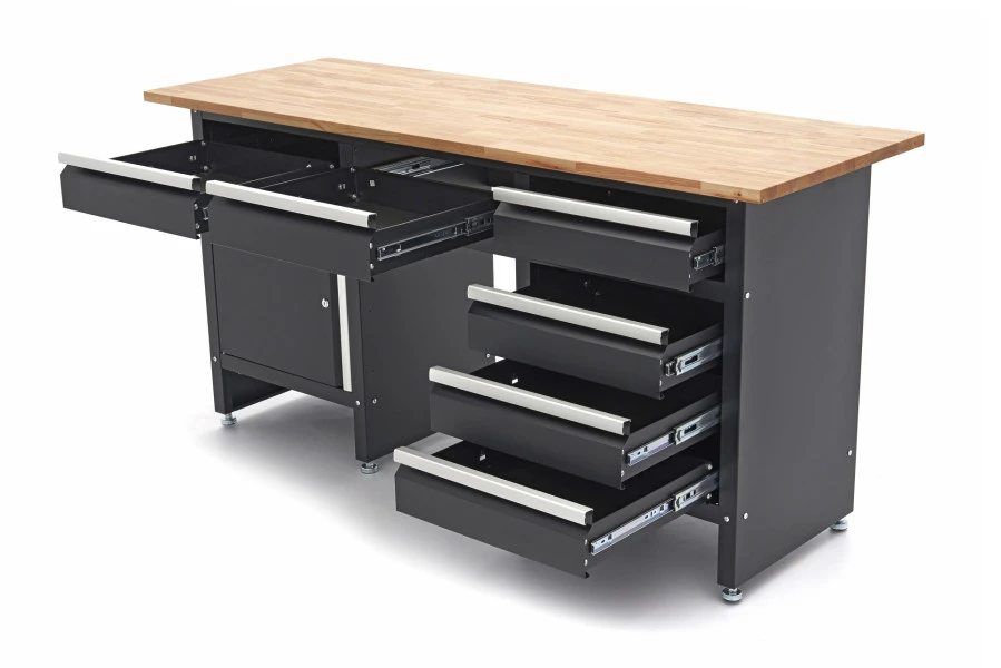 HBM 171 Cm Werkbank Met 6 Laden 1 Deur En Massief Houten Werkblad - Afbeelding 3