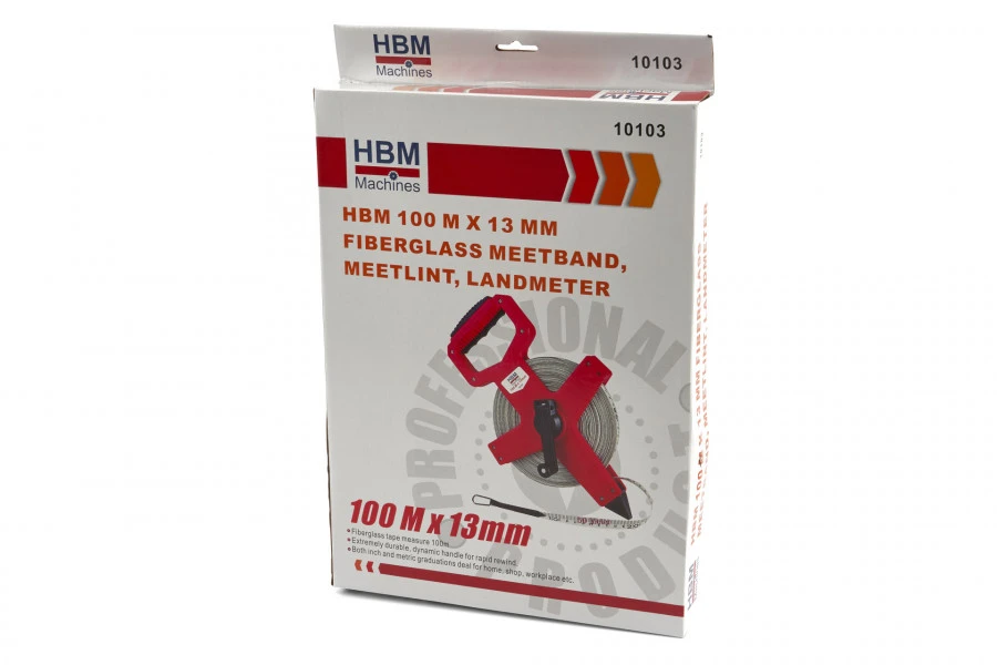 HBM 100 M X 13 Mm Fiberglass Meetband, Meetlint, Landmeter - Afbeelding 7