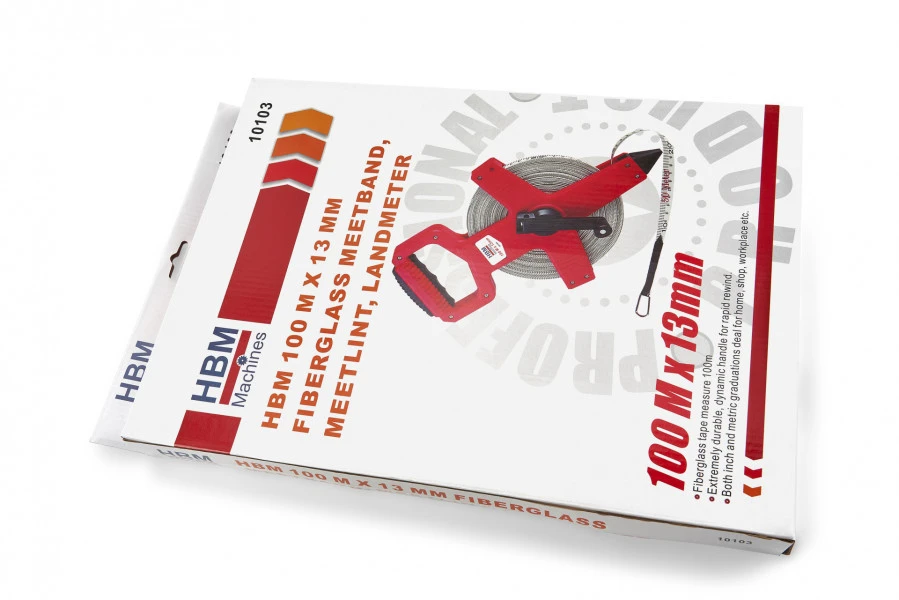 HBM 100 M X 13 Mm Fiberglass Meetband, Meetlint, Landmeter - Afbeelding 8