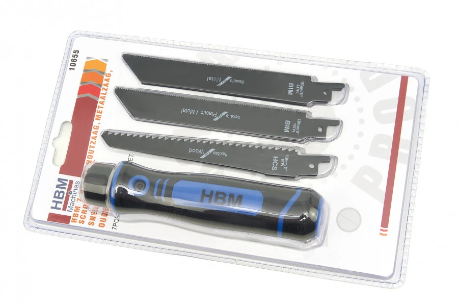 HBM 7 Delige Houtzaag, Metaalzaag, Schrobzaag Met Snelwisselhouder - Afbeelding 5