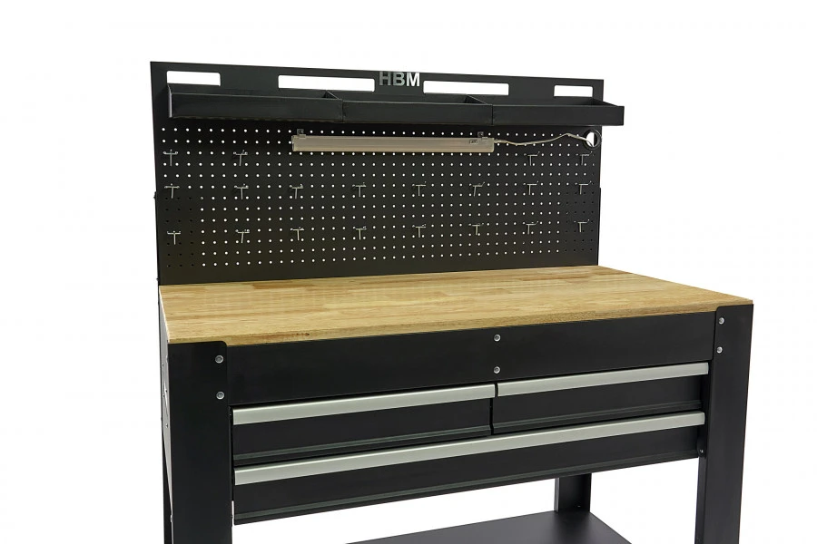 HBM Werkbank Met 3 Laden, Achterwand, LED Verlichting En Stekkerdoos - Afbeelding 5