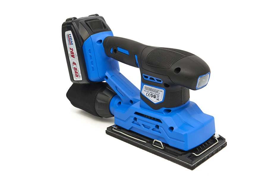 HBM Professionele 20 Volt 4,0AH Lion Vlakschuurmachine Inclusief 2 Lion Accu's En 15 Schuurvellen - Afbeelding 3