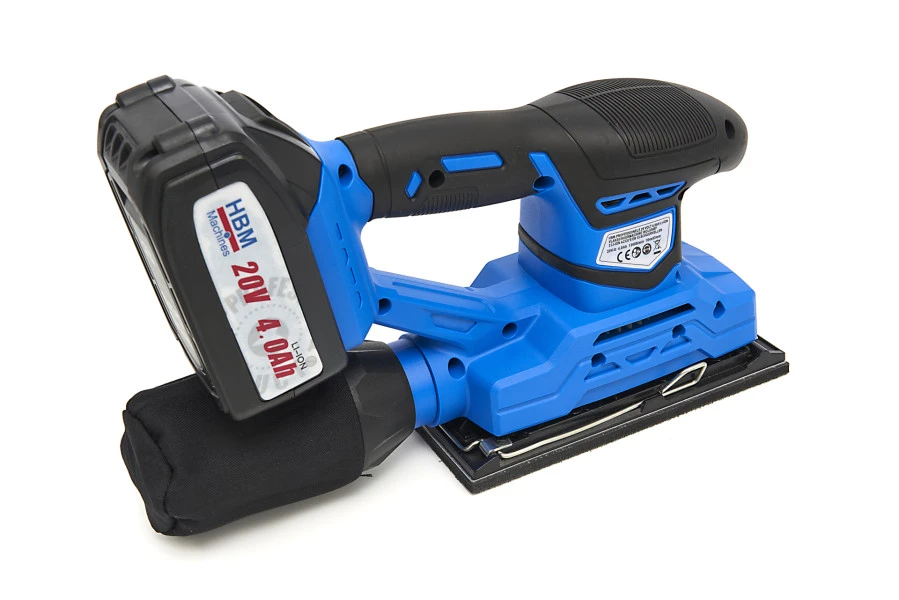 HBM Professionele 20 Volt 4,0AH Lion Vlakschuurmachine Inclusief 2 Lion Accu's En 15 Schuurvellen - Afbeelding 2