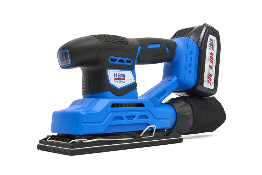 HBM Professionele 20 Volt 4,0AH Lion Vlakschuurmachine Inclusief 2 Lion Accu's En 15 Schuurvellen - Afbeelding 4