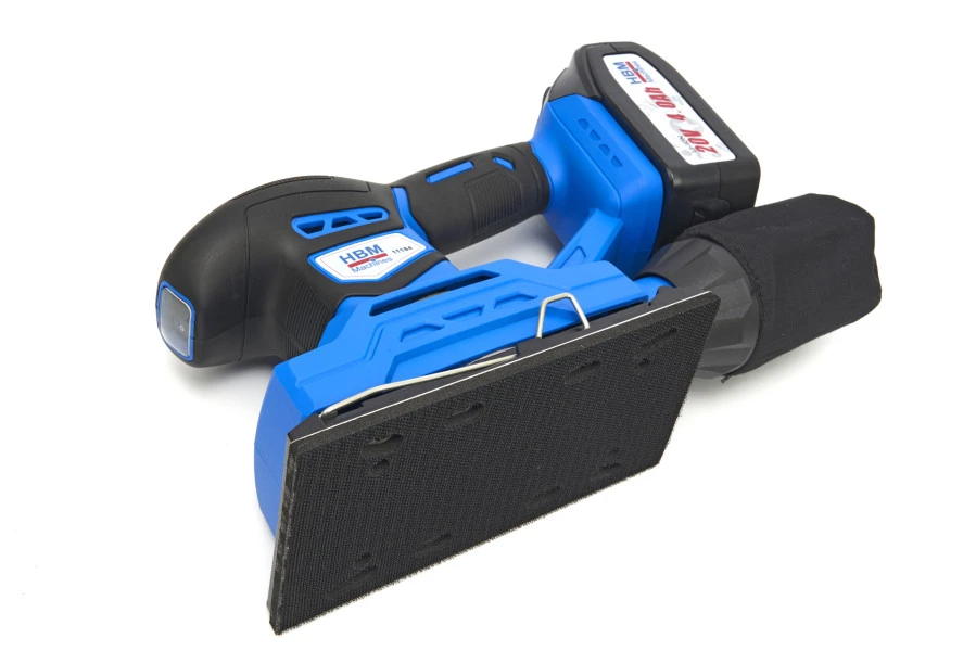 HBM Professionele 20 Volt 4,0AH Lion Vlakschuurmachine Inclusief 2 Lion Accu's En 15 Schuurvellen - Afbeelding 5