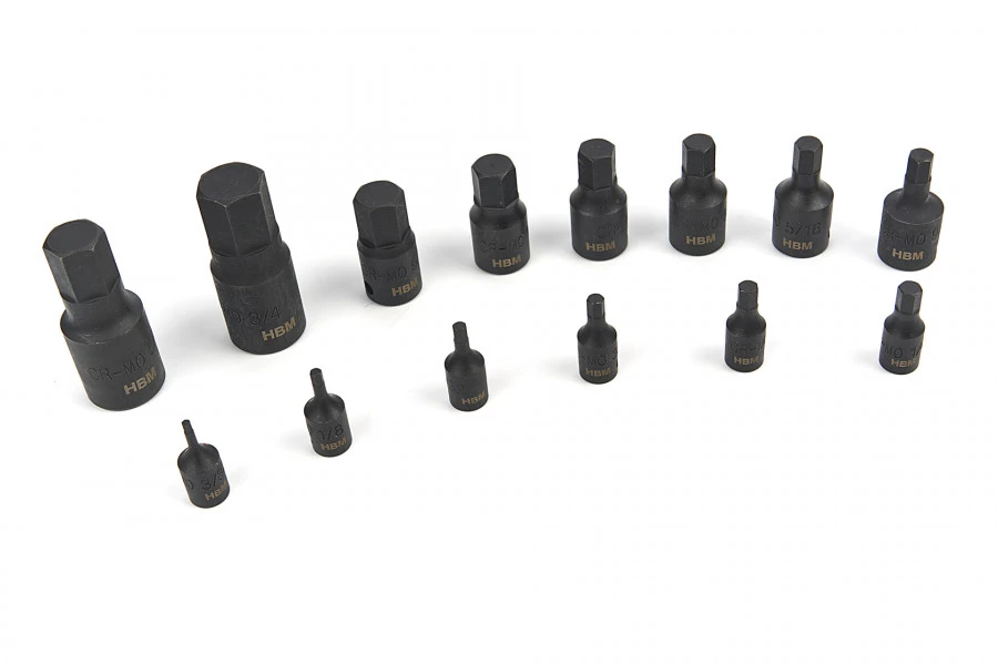 HBM 14 Delige Kracht Inbus Doppenset Inch Maten - Afbeelding 3
