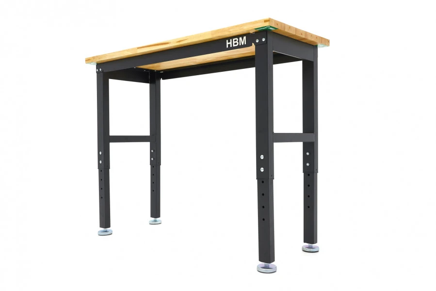 HBM Werkbank Met Massief Houten Blad, In Hoogte Verstelbaar, 122 Cm - Afbeelding 5