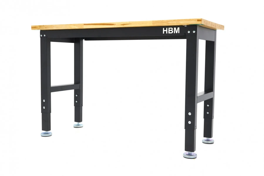 HBM Werkbank Met Massief Houten Blad, In Hoogte Verstelbaar, 122 Cm - Afbeelding 4