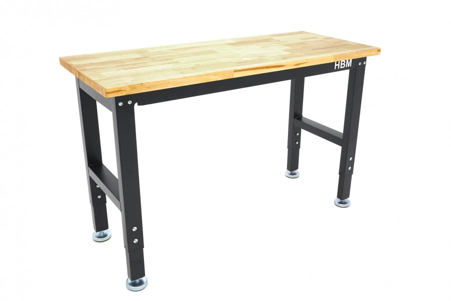 HBM Werkbank Met Massief Houten Blad, In Hoogte Verstelbaar, 122 Cm - Afbeelding 2