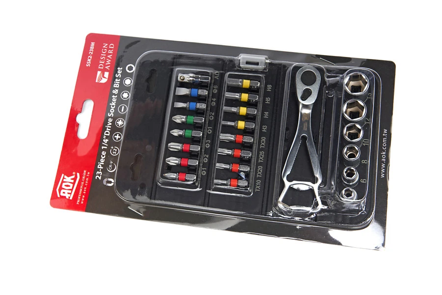 AOK 23 Delige Professionele ¼” Doppenset En Bitset Met Ratel In Handige Opbergetui - Afbeelding 8